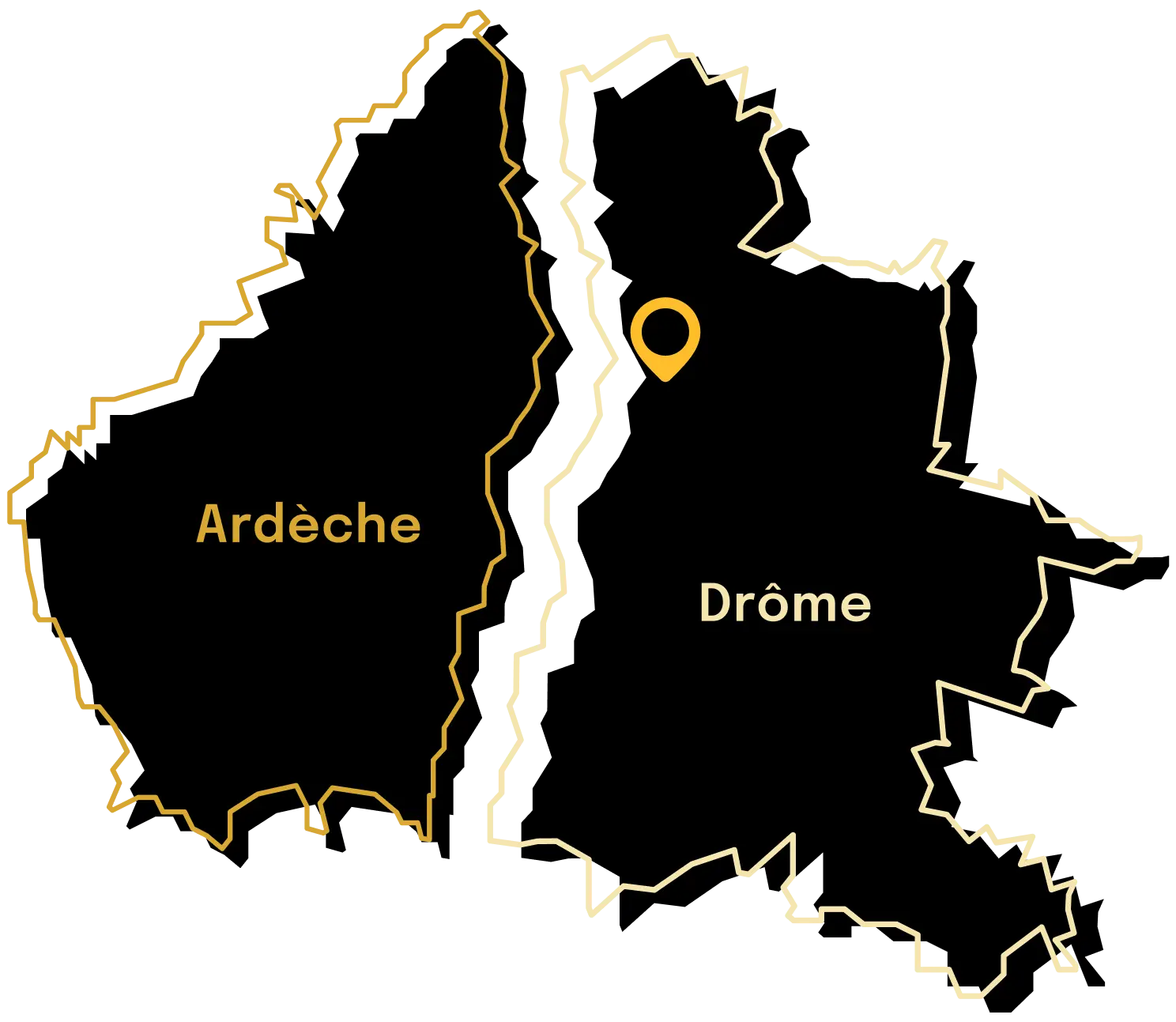carte drôme - ardèche : pin sur valence